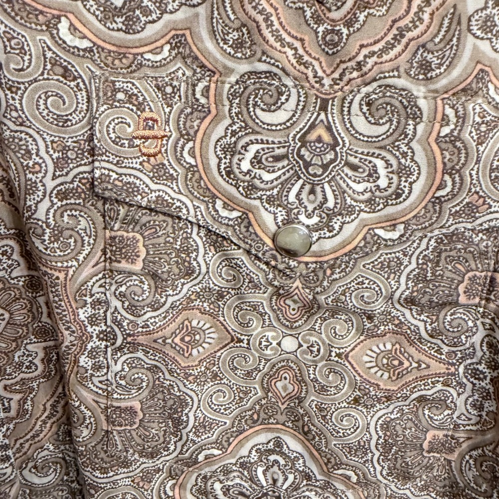 Stetson Mens XL Desert Paisley Western Pearl Snap Shirt Tan Brown Cowboy Rodeo - Picture 3 of 10